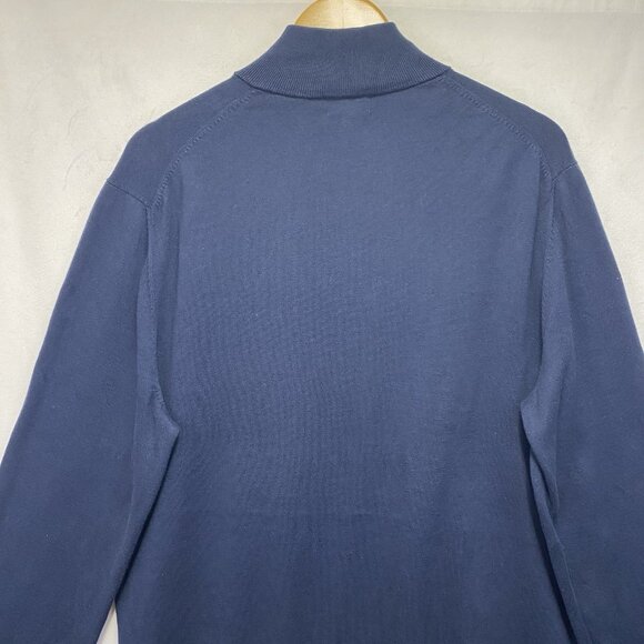 Brooks Brothers Supima Cotton 1/4 Zip Mock Neck Pullover Sweater Men Large Navy - Picture 13 of 13